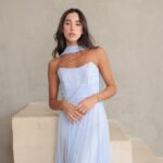 שמלת ערב מקסי שנהב תכלת 1