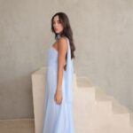 שמלת ערב מקסי שנהב תכלת