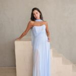 שמלת ערב מקסי שנהב תכלת 3