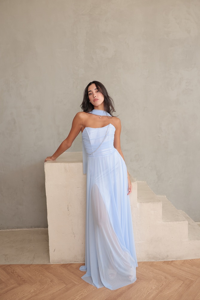 שמלת ערב מקסי שנהב תכלת 4 שמלת ערב מקסי שנהב תכלת 4