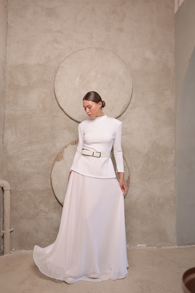 חליפת ערב מקסי יסכה לבן 3