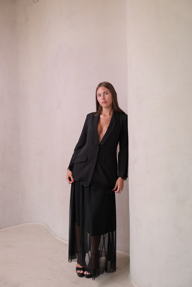 חליפת ערב צנועה סולין שחור 1 חליפת ערב צנועה סולין שחור 1