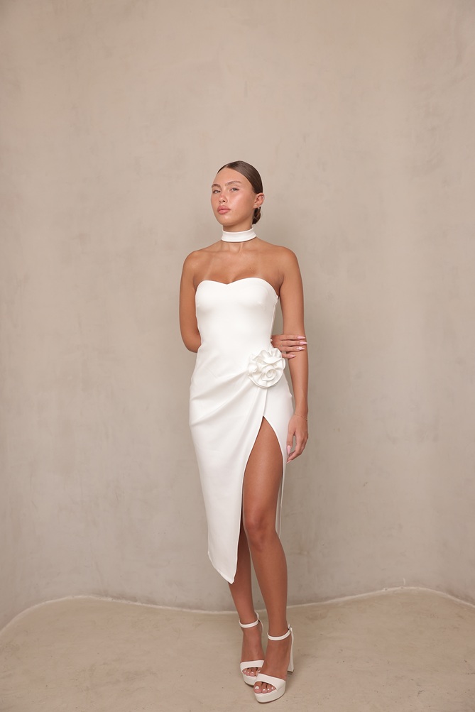 שמלת ערב מידי אולה לבן 2