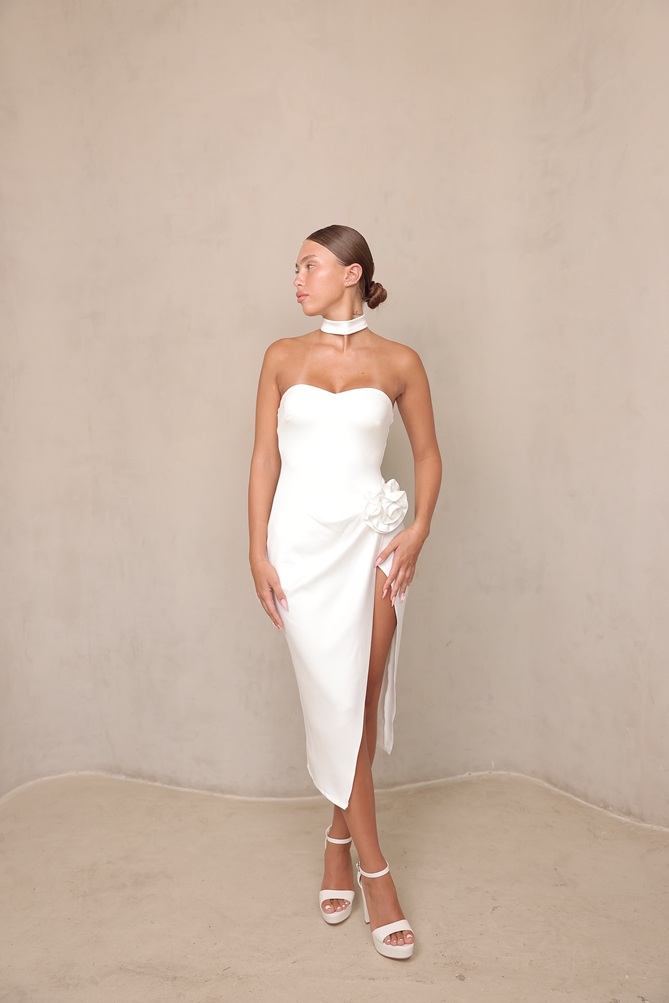 שמלת ערב מידי אולה לבן 4 שמלת ערב מידי אולה לבן 4