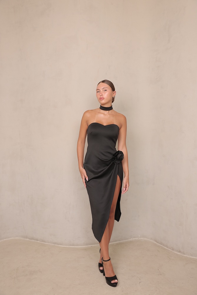 שמלת ערב מידי אולה שחור 4