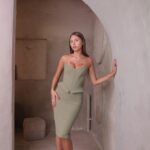 שמלת ערב מידי ניקוס ירוק זית 3