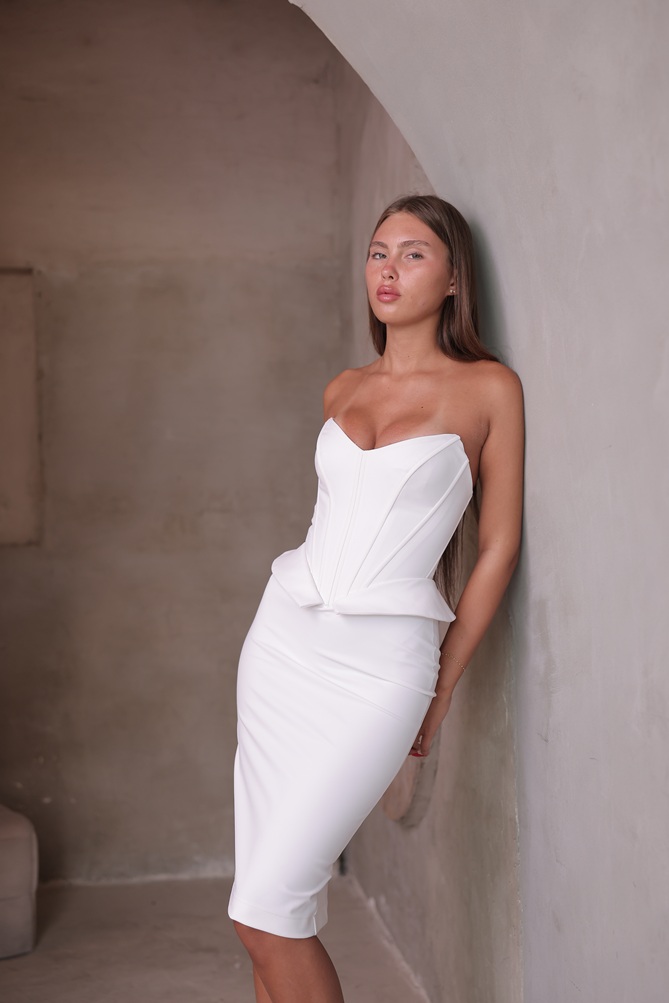 שמלת ערב מידי ניקוס לבן 3