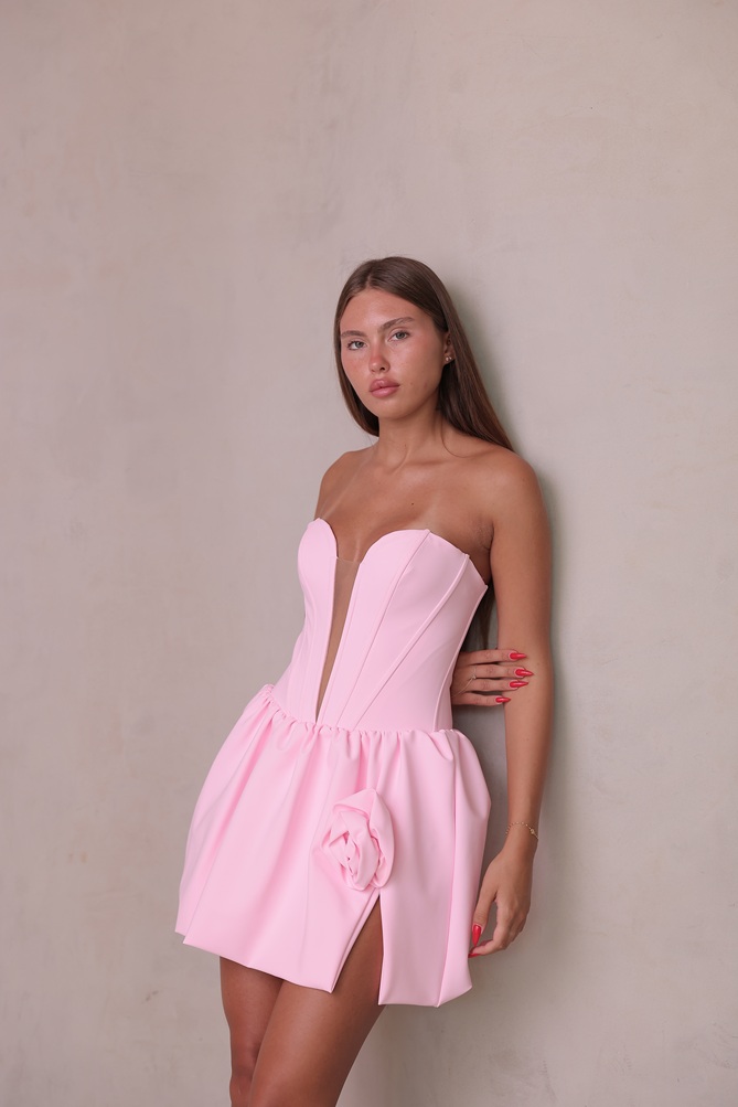 שמלת ערב מיני דדי ורוד 1