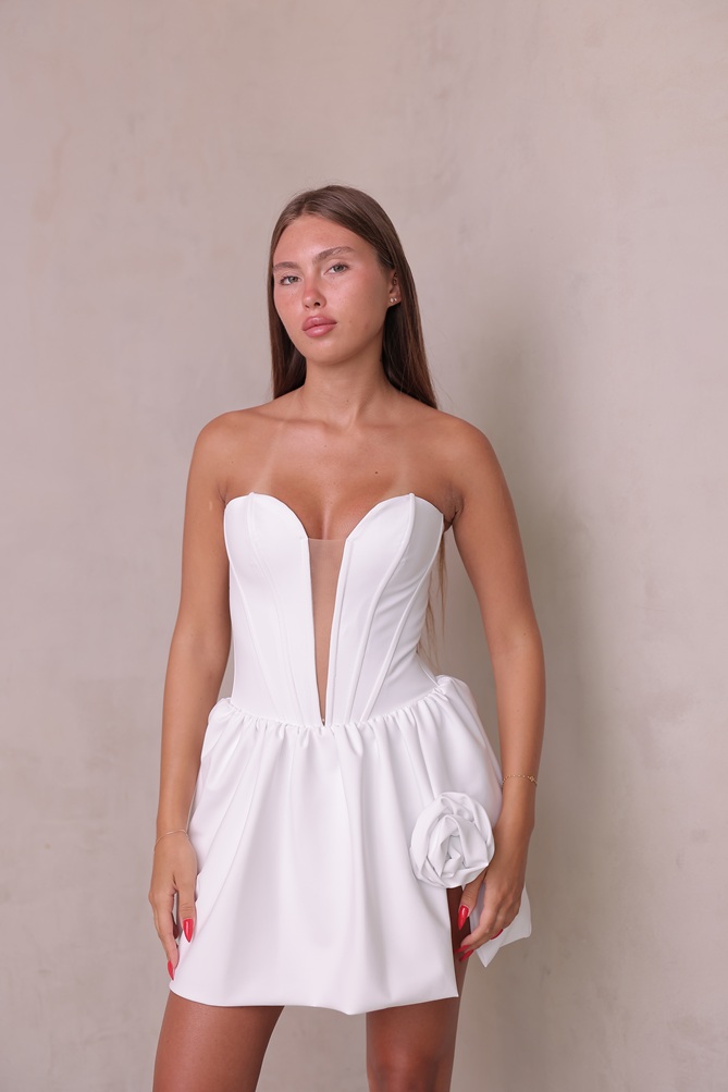 שמלת ערב מיני דדי לבן 5