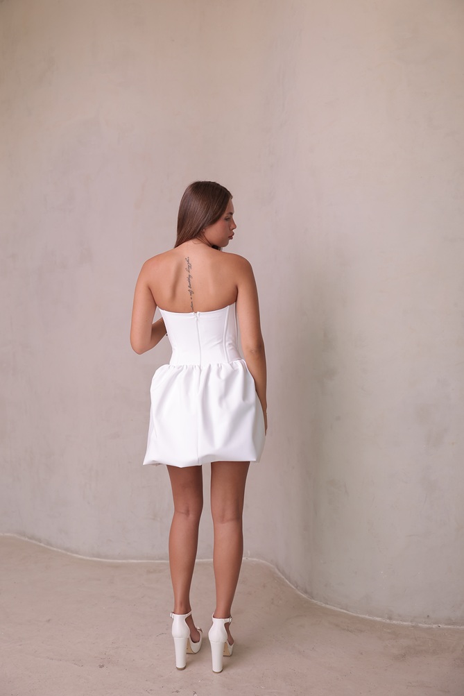 שמלת ערב מיני דדי לבן