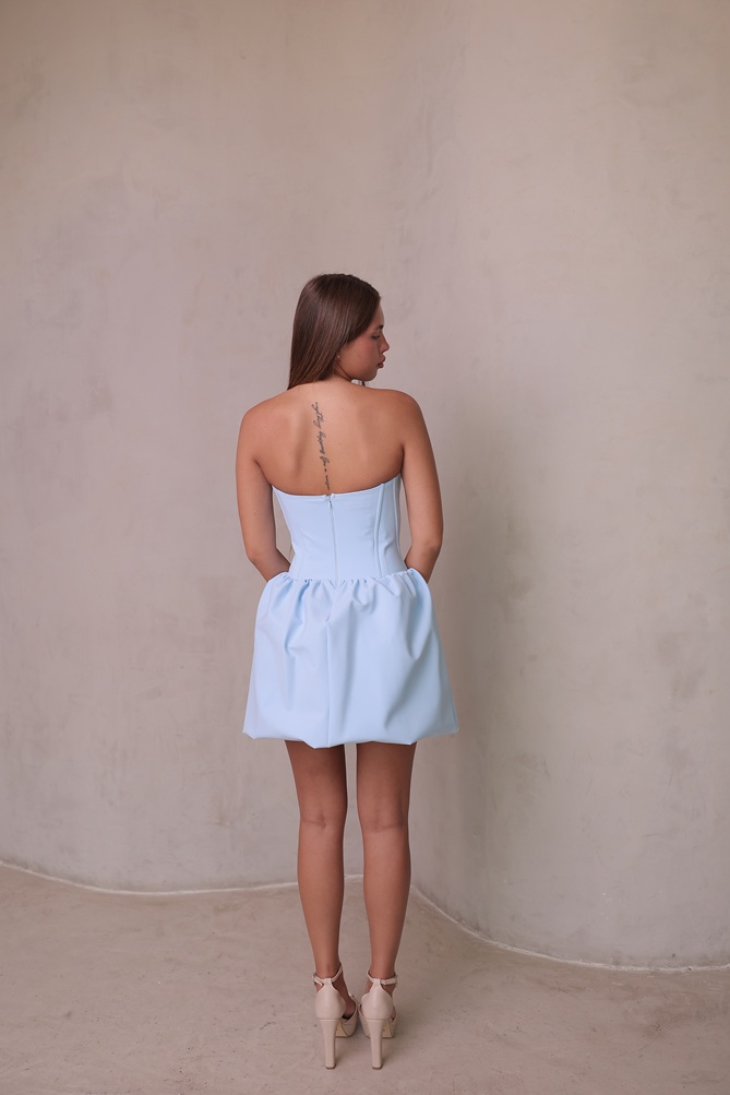 שמלת ערב מיני דדי תכלת 1