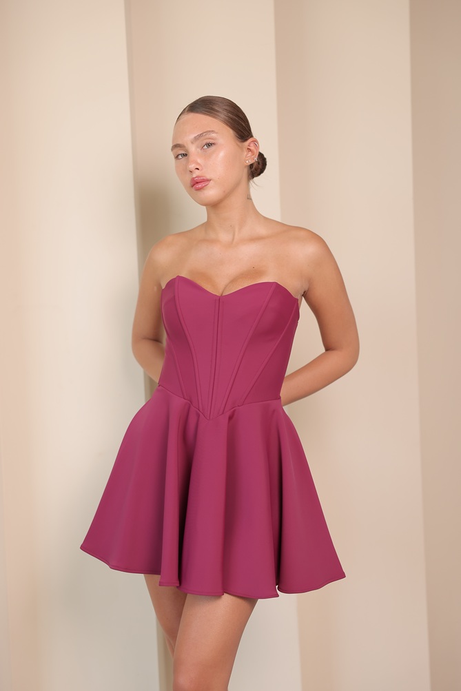 שמלת ערב מיני ונוס בורדו 2