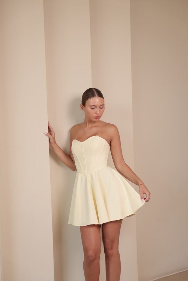 שמלת ערב מיני ונוס צהוב בננה 4