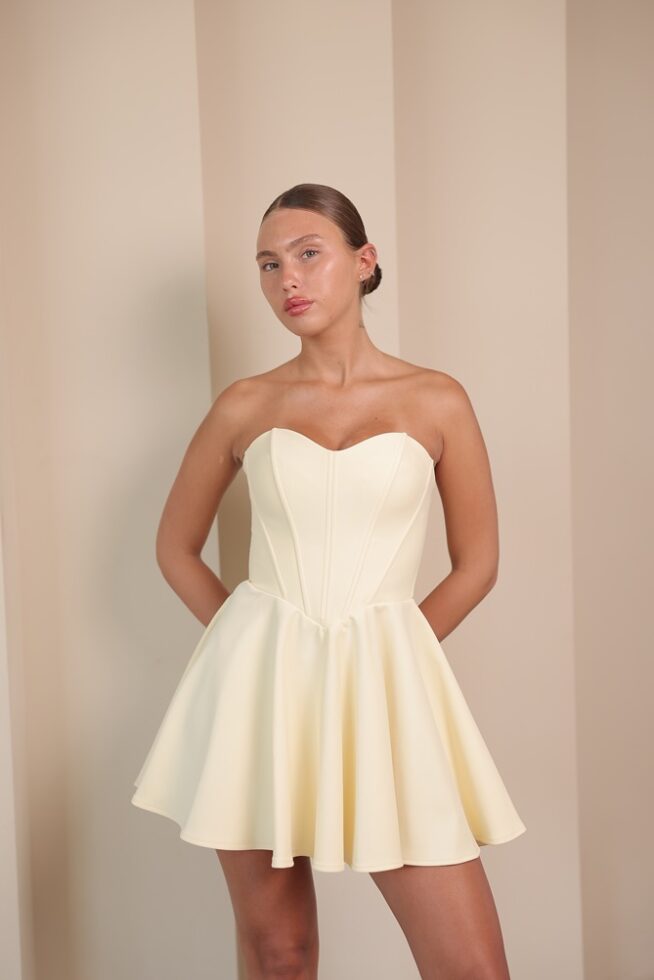 שמלת ערב מיני ונוס צהוב בננה 5