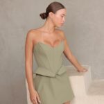 שמלת ערב מיני רוזה ירוק זית