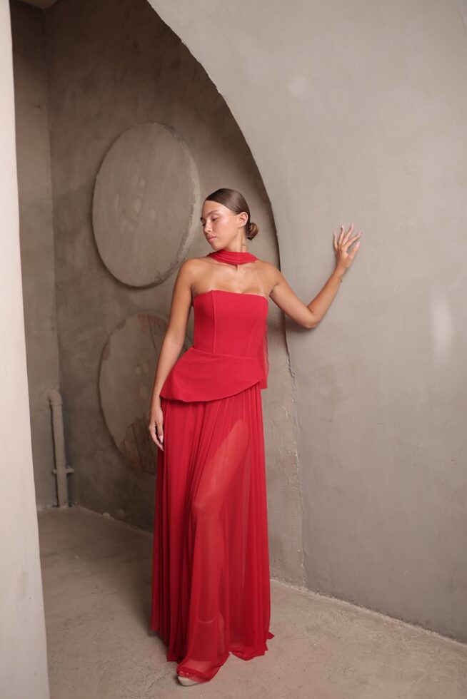 שמלת ערב מקסי אקווה אדום 3