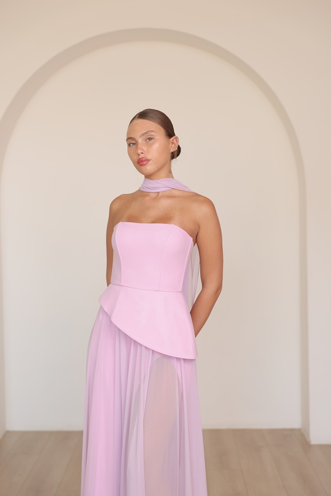 שמלת ערב מקסי אקווה ורוד 2