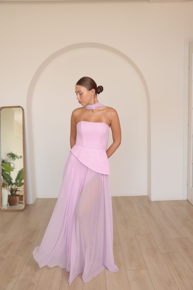 שמלת ערב מקסי אקווה ורוד 3