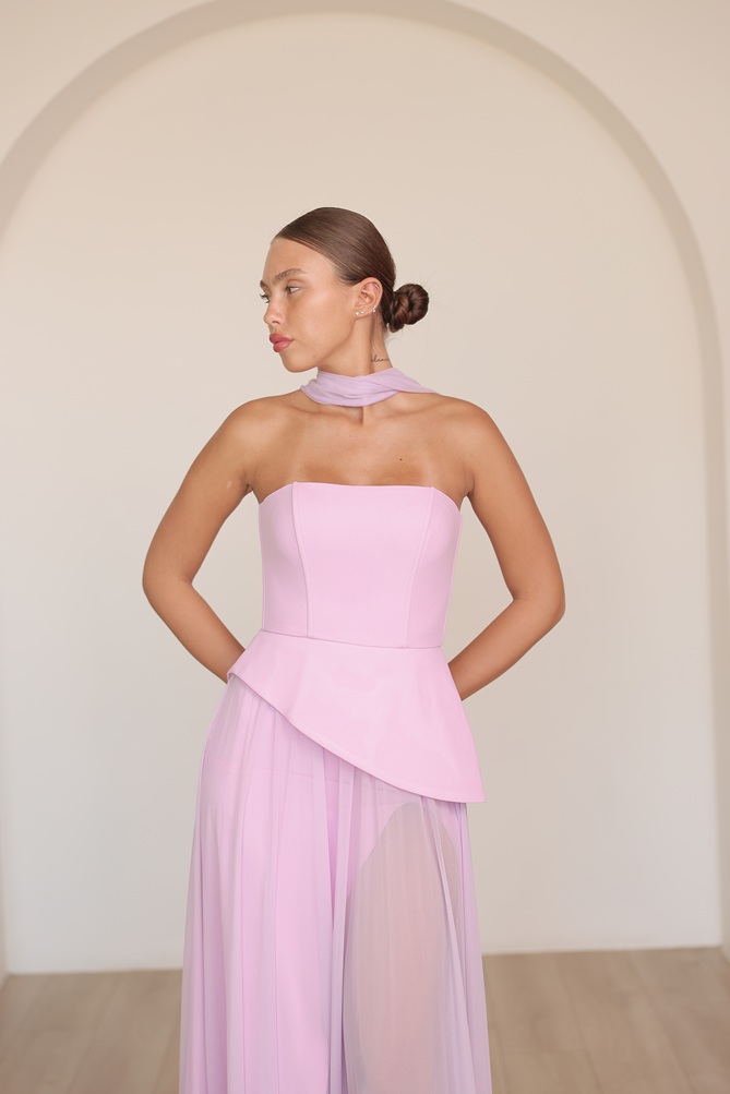 שמלת ערב מקסי אקווה ורוד 4