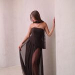 שמלת ערב מקסי אקווה חום 1