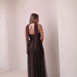 שמלת ערב מקסי אקווה חום שמלת ערב מקסי אקווה חום