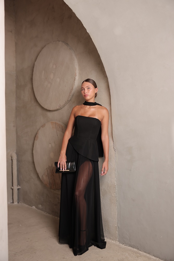 שמלת ערב מקסי אקווה שחור 2