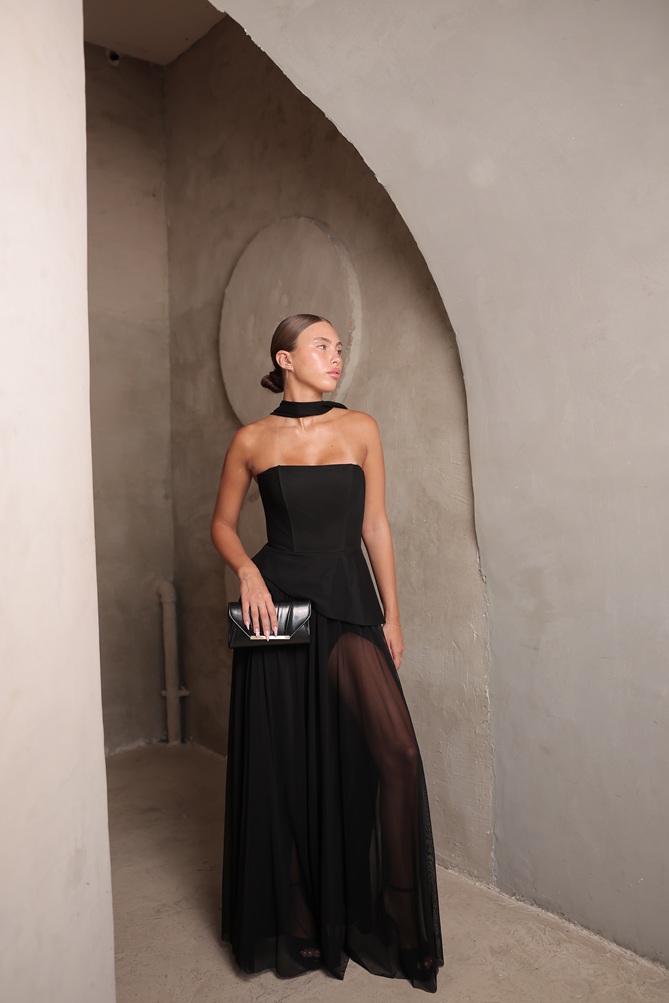 שמלת ערב מקסי אקווה שחור 4 שמלת ערב מקסי אקווה שחור 4