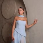 שמלת ערב מקסי אקווה תכלת 1