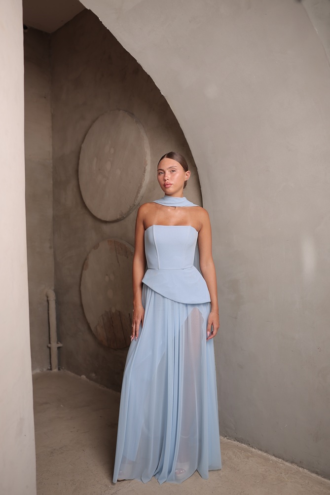 שמלת ערב מקסי אקווה תכלת 3