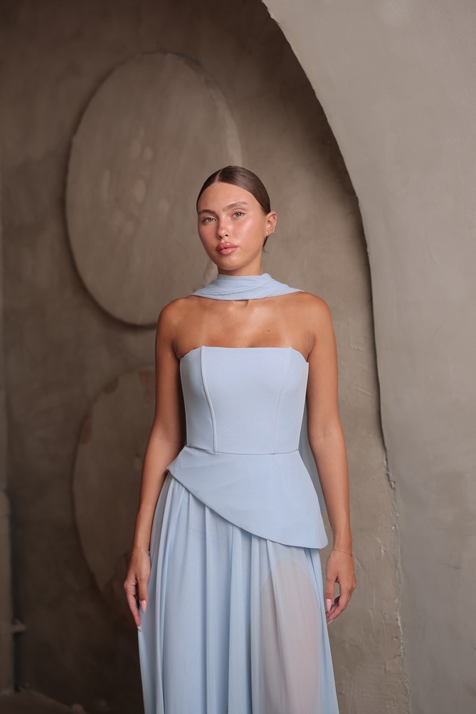 שמלת ערב מקסי אקווה תכלת 4