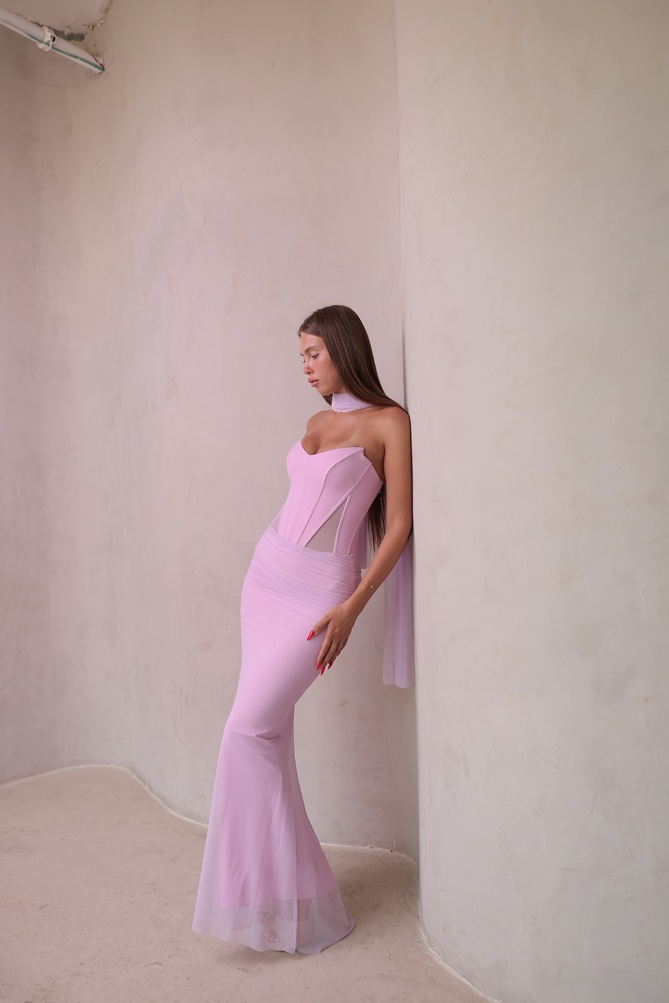 שמלת ערב מקסי טיי ורוד 1 שמלת ערב מקסי טיי ורוד 1