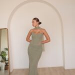 שמלת ערב מקסי טיי ירוק זית 1 שמלת ערב מקסי טיי ירוק זית 1