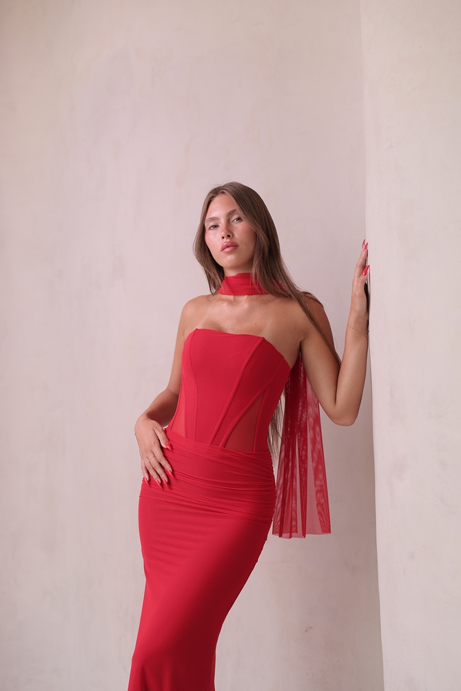 שמלת ערב מקסי ליס אדום 2