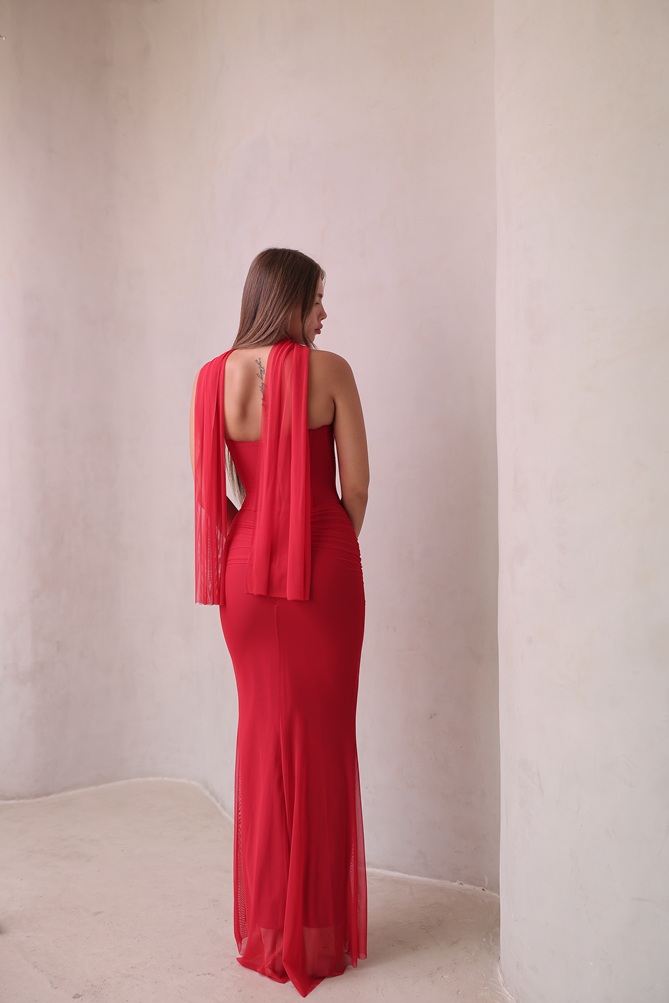 שמלת ערב מקסי ליס אדום