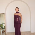 שמלת ערב מקסי ליס בורדו 2