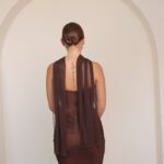 שמלת ערב מקסי ליס חום שמלת ערב מקסי ליס חום