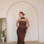 שמלת ערב מקסי ליס חום 3