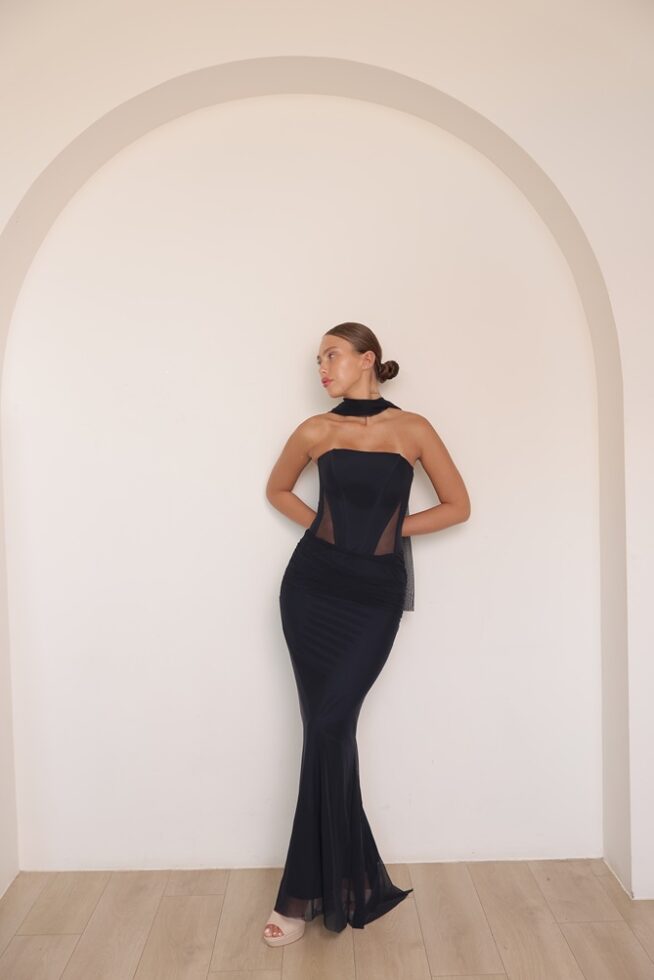 שמלת ערב מקסי ליס כחול נייבי 2