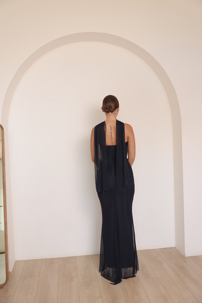 שמלת ערב מקסי ליס כחול נייבי