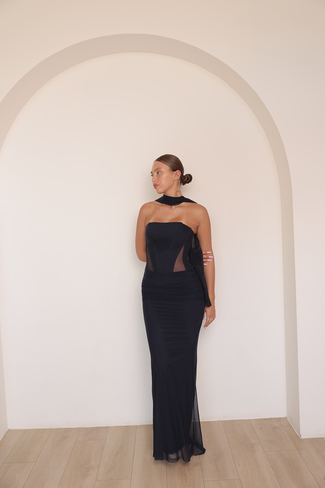 שמלת ערב מקסי ליס כחול נייבי1