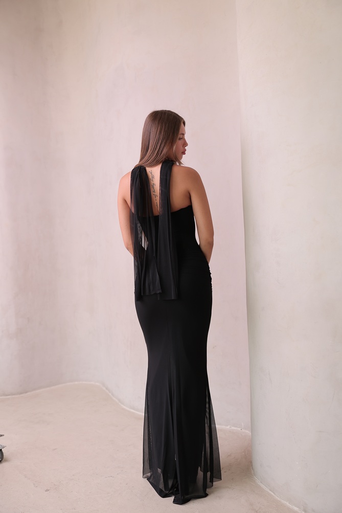 שמלת ערב מקסי ליס שחור 1