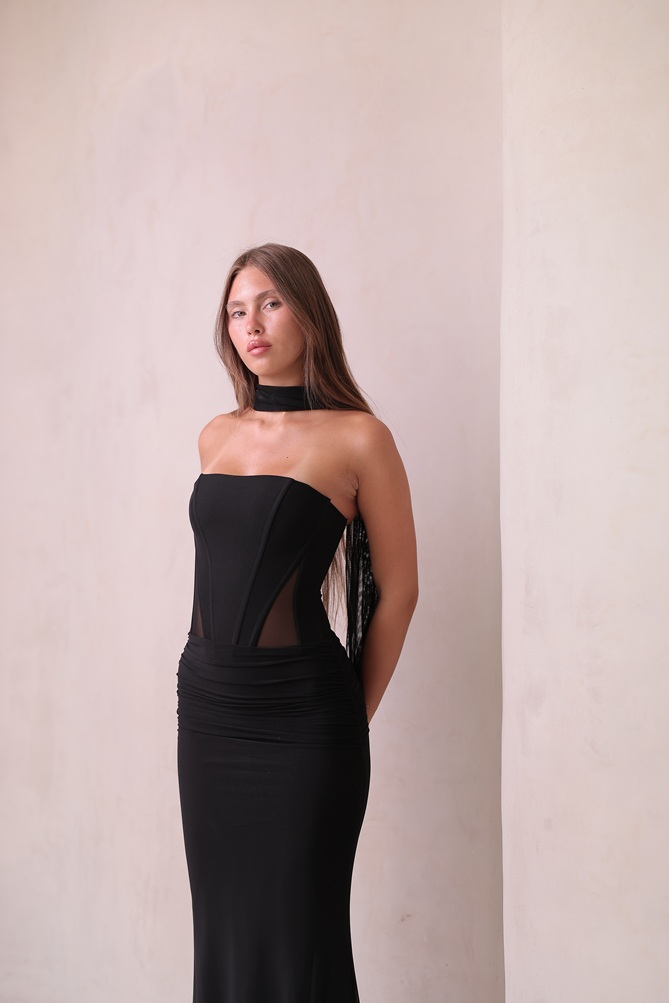 שמלת ערב מקסי ליס שחור 2