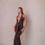 שמלת ערב מקסי סבו חום 2