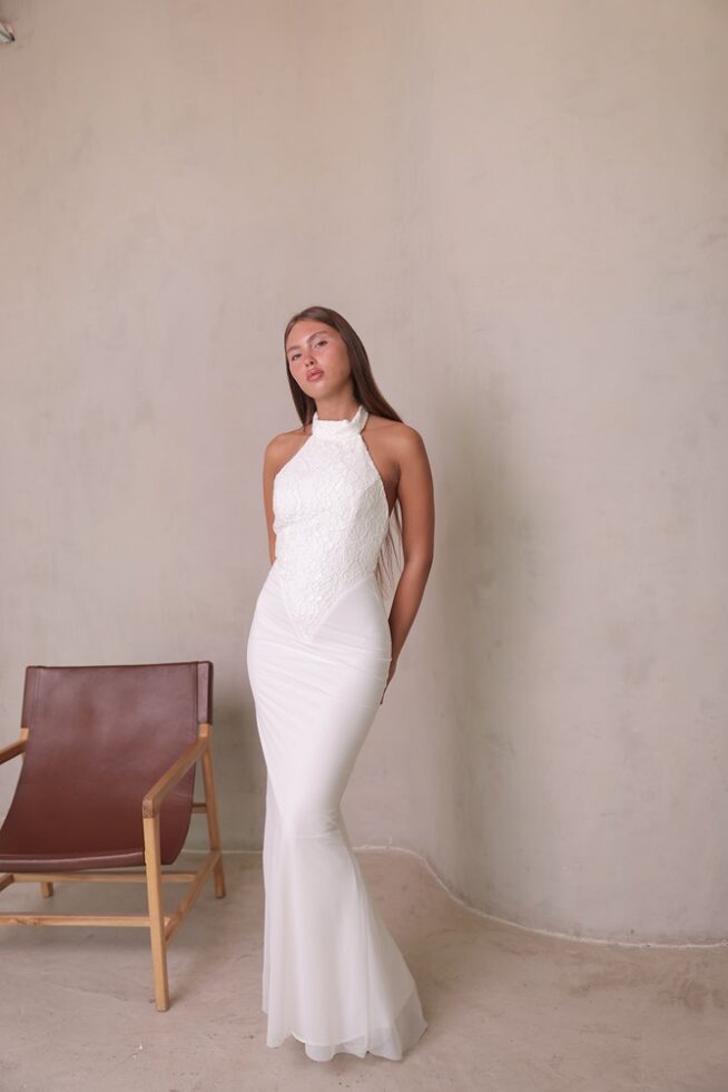 שמלת ערב מקסי סופיה לבן לבן 3