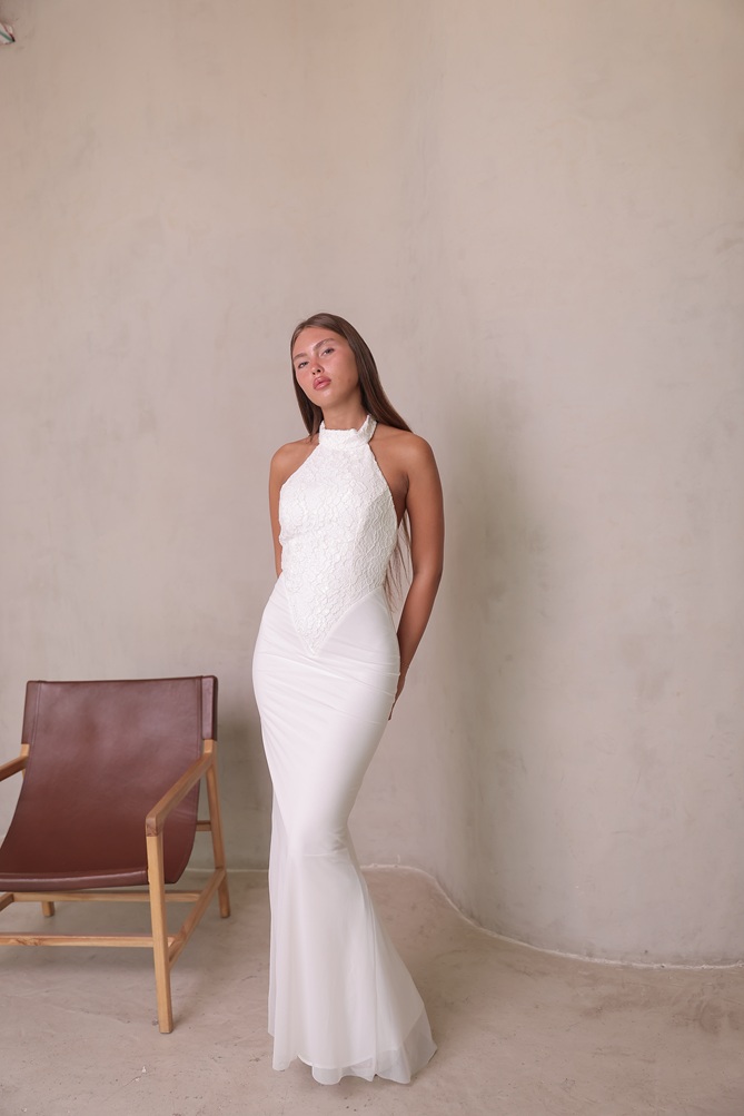 שמלת ערב מקסי סופיה לבן לבן 3