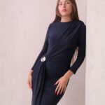 שמלת ערב מקסי צנועה מילה כחול נייבי 3