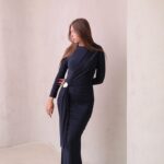 שמלת ערב מקסי צנועה מילה כחול נייבי 4