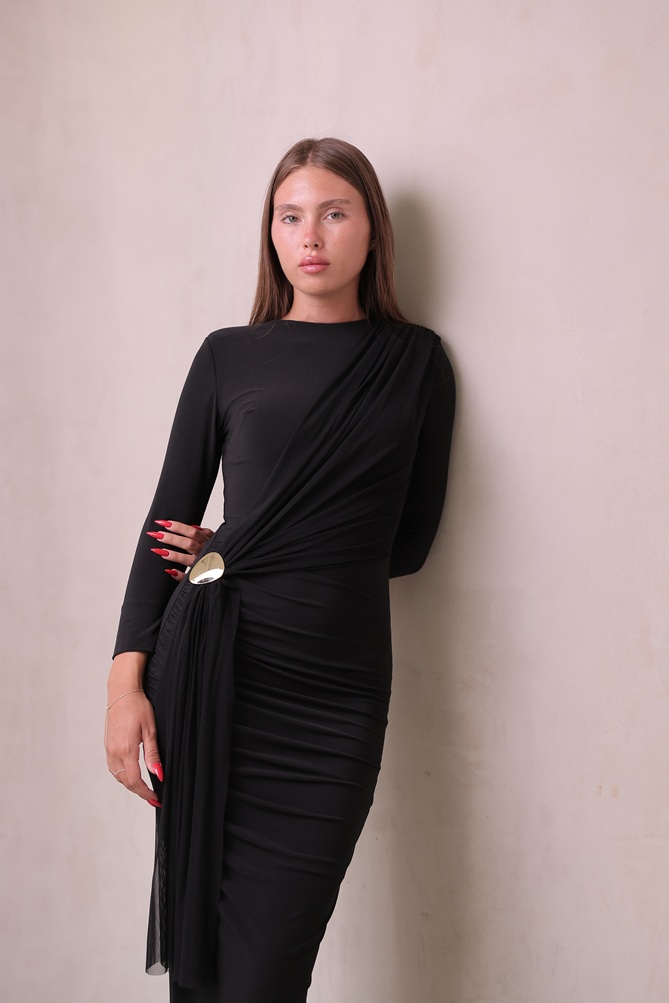 שמלת ערב מקסי צנועה מילה שחור 3 שמלת ערב מקסי צנועה מילה שחור 3