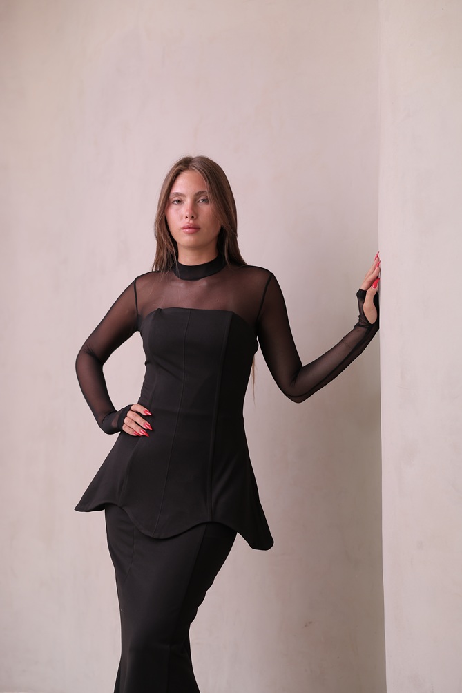 שמלת ערב מקסי צנועה סקאר 1