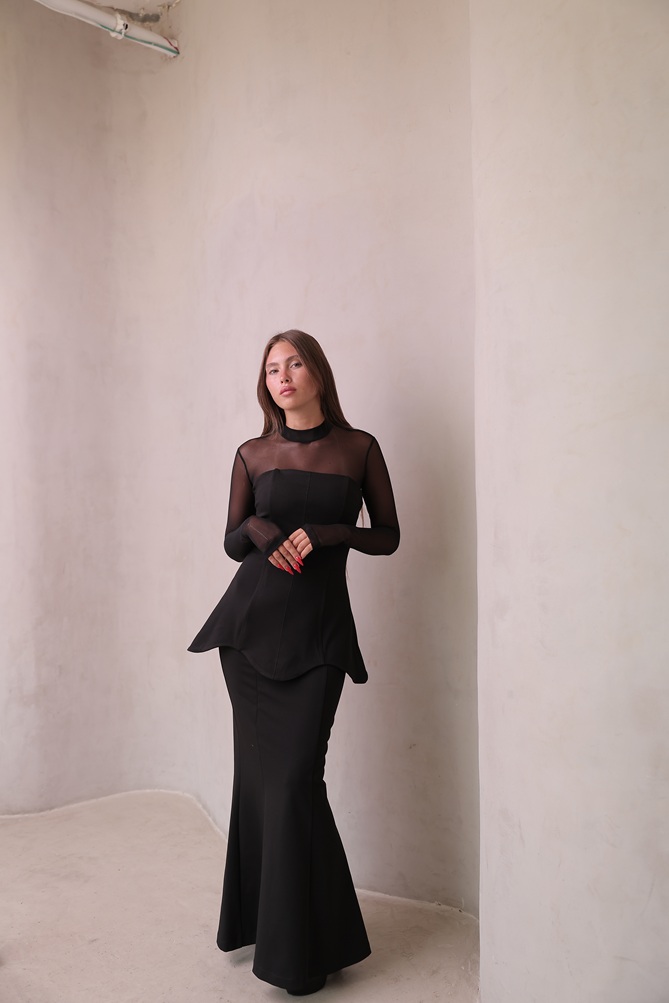 שמלת ערב מקסי צנועה סקאר 4